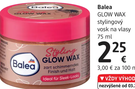 Balea GLOW WAX stylingový vosk na vlasy