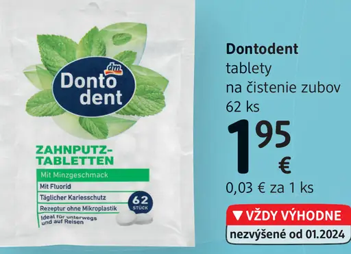 Dontodent tablety na čistenie zubov