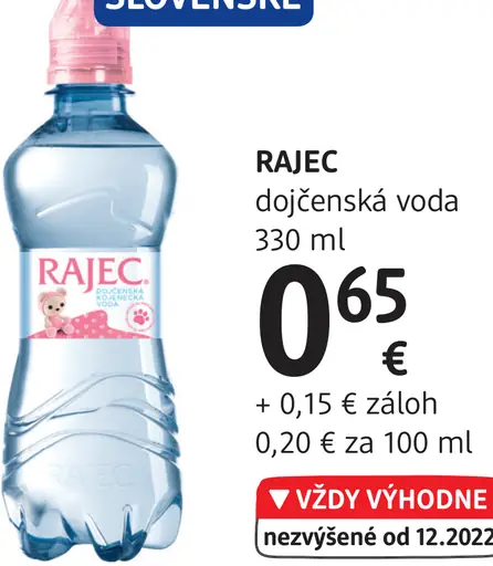 Rajec dojčenská voda