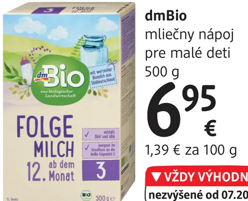 DmBio mliečny nápoj pre malé deti