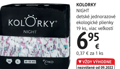KOLORKY NIGHT detské jednorazové ekologické plienky