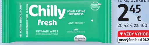 Chilly Fresh vlhčené utierky na intimnú hygienu