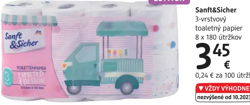 Sanft&Sicher RECYCLING 3-vrstvový toaletný papier