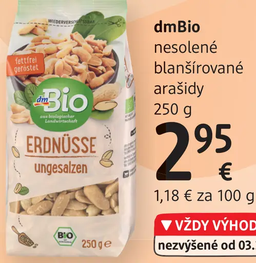 DmBio nesolené blanšírované arašidy