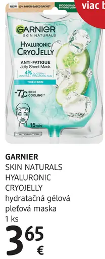 GARNIER SKIN NATURALS HYALURONIC CRYOJELLY hydratačná gélová pleťová maska