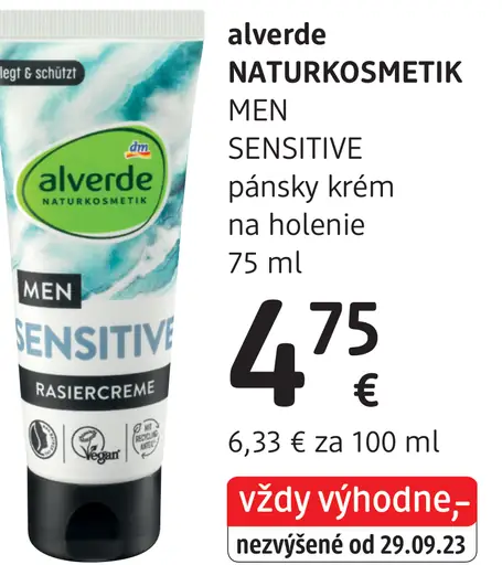 Alverde NATURKOSMETIK MEN SENSITIVE pánsky krém na holenie
