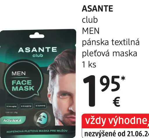 ASANTE club MEN pánska textilná pleťová maska