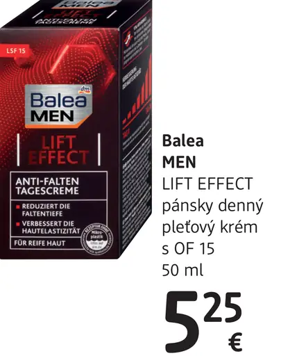 Balea MEN LIFT EFFECT pánsky denný pleťový krém s OF 15