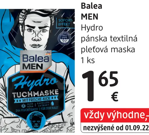 Balea Men Hydro pánska textilná pleťová maska