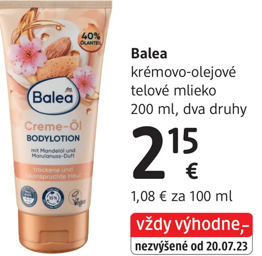 Balea krémovo-olejové telové mlieko
