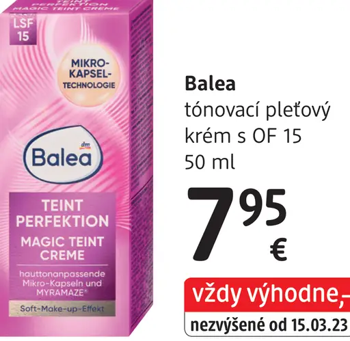 Balea tónovací pleťový krém s OF 15