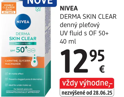 Nivea Derma Skin Clear denný UV Fluid OF 50+