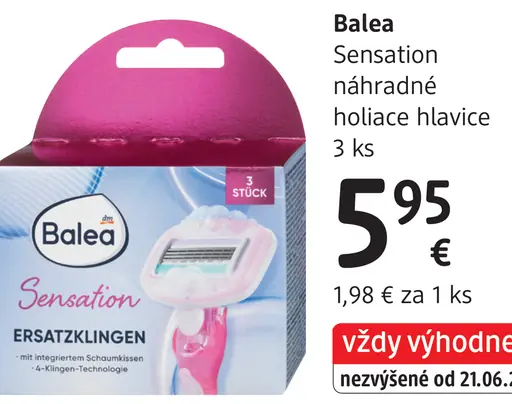 Balea Sensation náhradné holiace hlavice