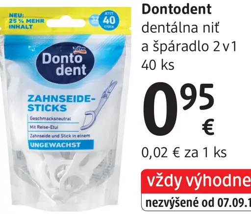 Dontodent dentálna niť a špáradlo 2v1