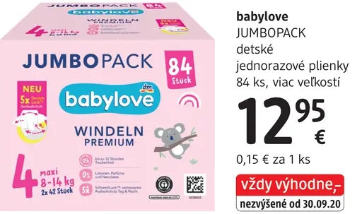 Babylove Jumbopack detské jednorazové plienky