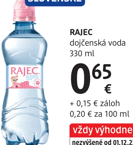 Rajec dojčenská voda