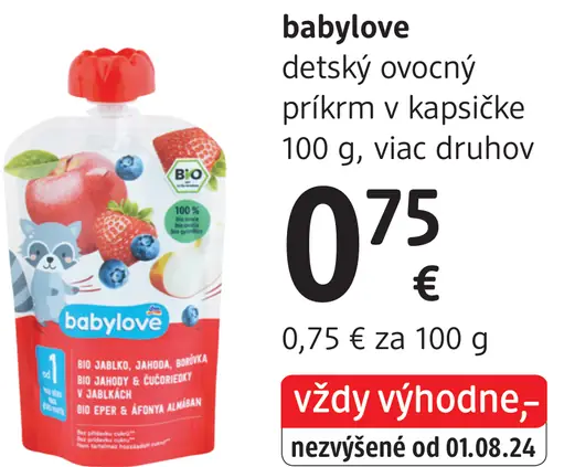 Babylove detský ovocný príkrm v kapsičke