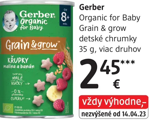 Gerber Organic for Baby Grain & grow detské chrumky