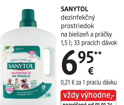 Sanytol dezinfekčný prostriedok na bielizeň a práčky