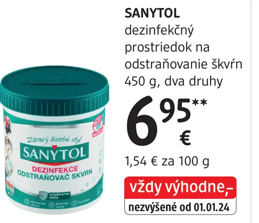 Sanytol dezinfekčný odstraňovač škvŕn