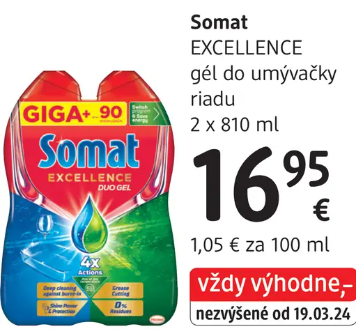 Somat EXCELLENCE gél do umývačky riadu