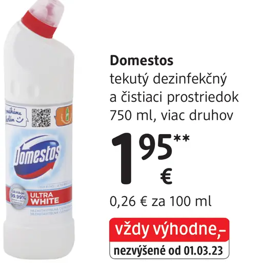 Domestos tekutý dezinfekčný a čistiaci prostriedok
