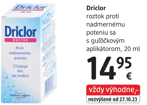 Driclor roztok proti nadmernému poteniu