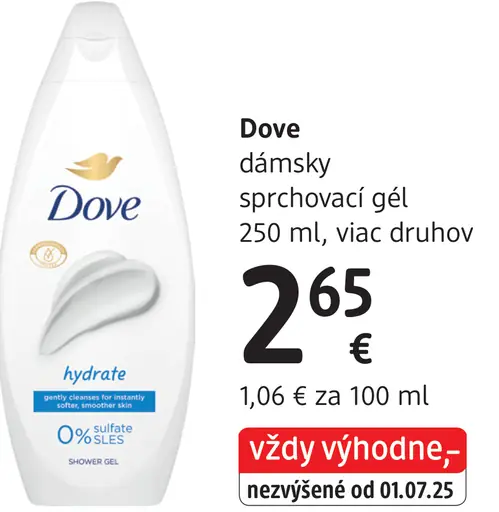 Dove sprchovací gél dámsky pánsky