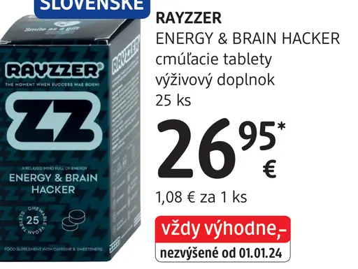 Rayzzer Energy & Brain Hacker cmúľacie tablety