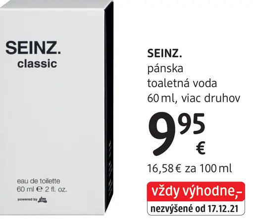 Seinz. classic pánska toaletná voda