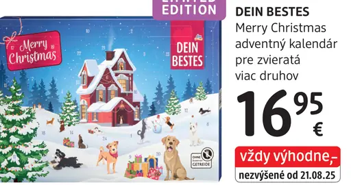 DEIN BESTES Merry Christmas adventný kalendár pre zvieratá viac druhov