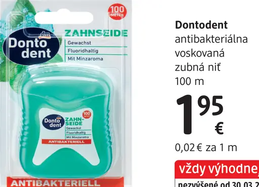 Dontodent antibakteriálna voskovaná zubná niť