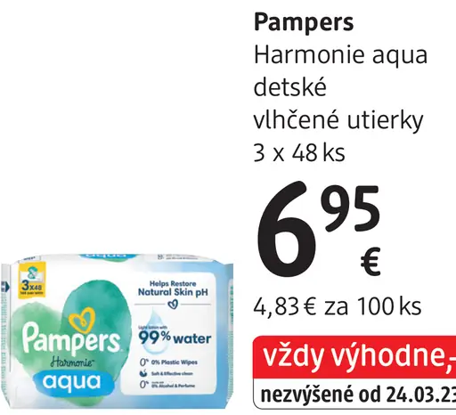 Pampers Harmonie aqua detské vlhčené utierky