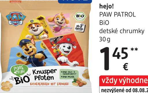 Hejo! PAW PATROL BIO detské chrumky