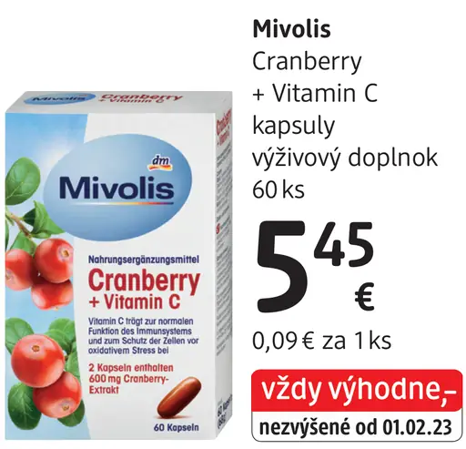 Mivolis Cranberry + Vitamin C kapsuly