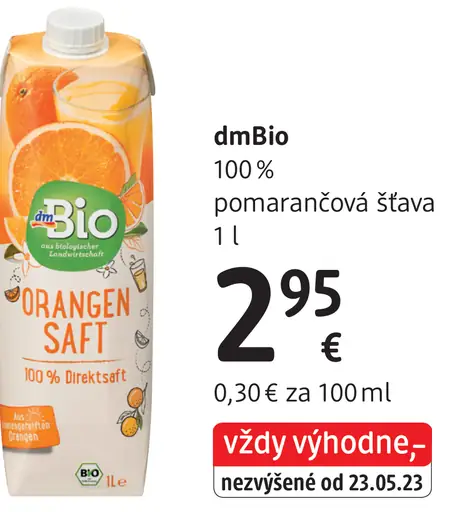 DmBio 100 % pomarančová šťava