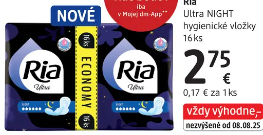 Ria Ultra NIGHT hygienické vložky