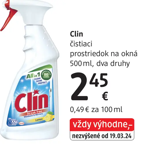 Clin čistiaci prostriedok na okná