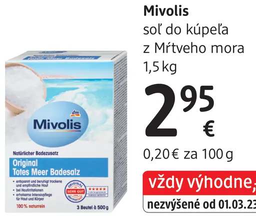 Mivolis soľ do kúpeľa z Mŕtveho mora