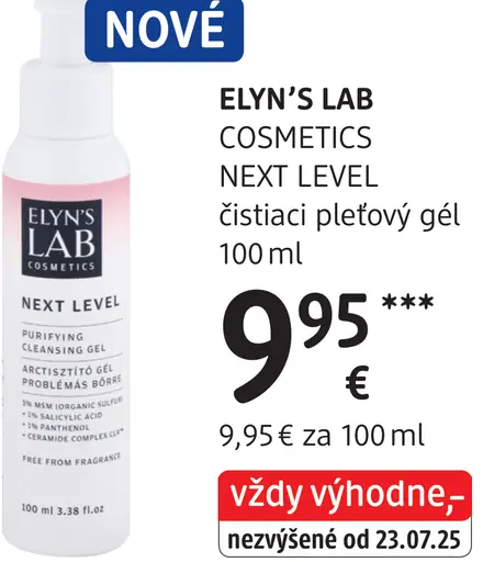 Elyn's Lab Cosmetics Next Level čistiaci pleťový gél