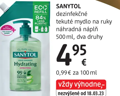 Sanytol dezinfekčné tekuté mydlo na ruky náhradná náplň