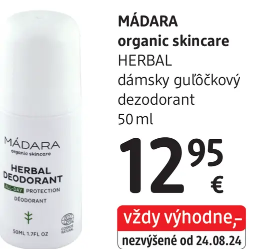 MÁDARA organic skincare HERBAL dámsky guľôčkový dezodorant