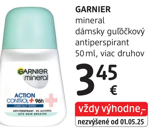 GARNIER mineral dámsky guľôčkový antiperspirant