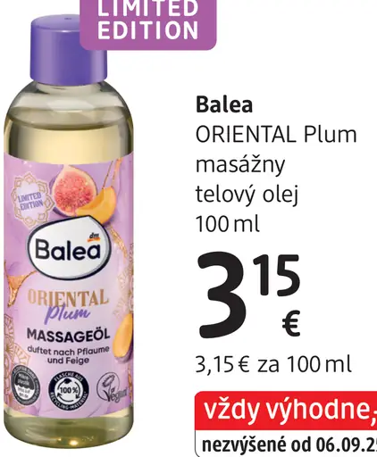 Balea ORIENTAL Plum masážny telový olej