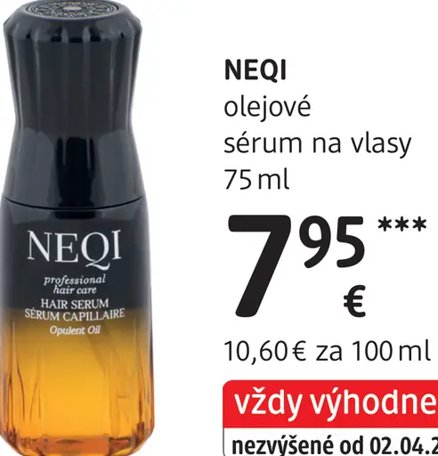 NEQI olejové sérum na vlasy