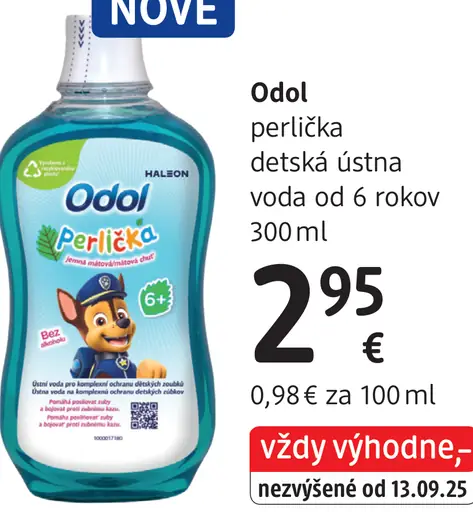 Odol Perlička ústna voda pre deti s jemnou mätovou príchuťou