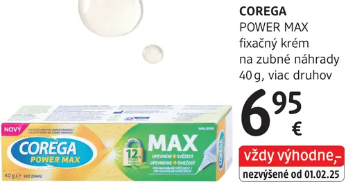 Corega Power Max fixačný krém na zubné náhrady