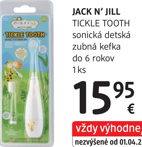 Jack N’ Jill Tickle Tooth sonická detská zubná kefka