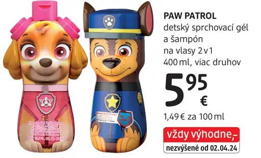 PAW PATROL detský sprchovací gél a šampón