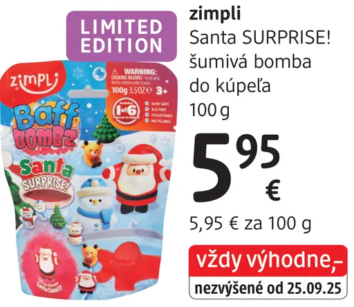 Zimplí Santa SURPRISE! šumivá bomba do kúpeľa